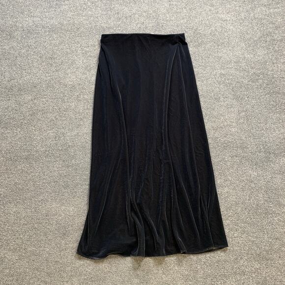 Zara Skirt Womens Extra Small Charcoal Velvet Autumn Elastic Waist Pull On Midi - Picture 10 of 12